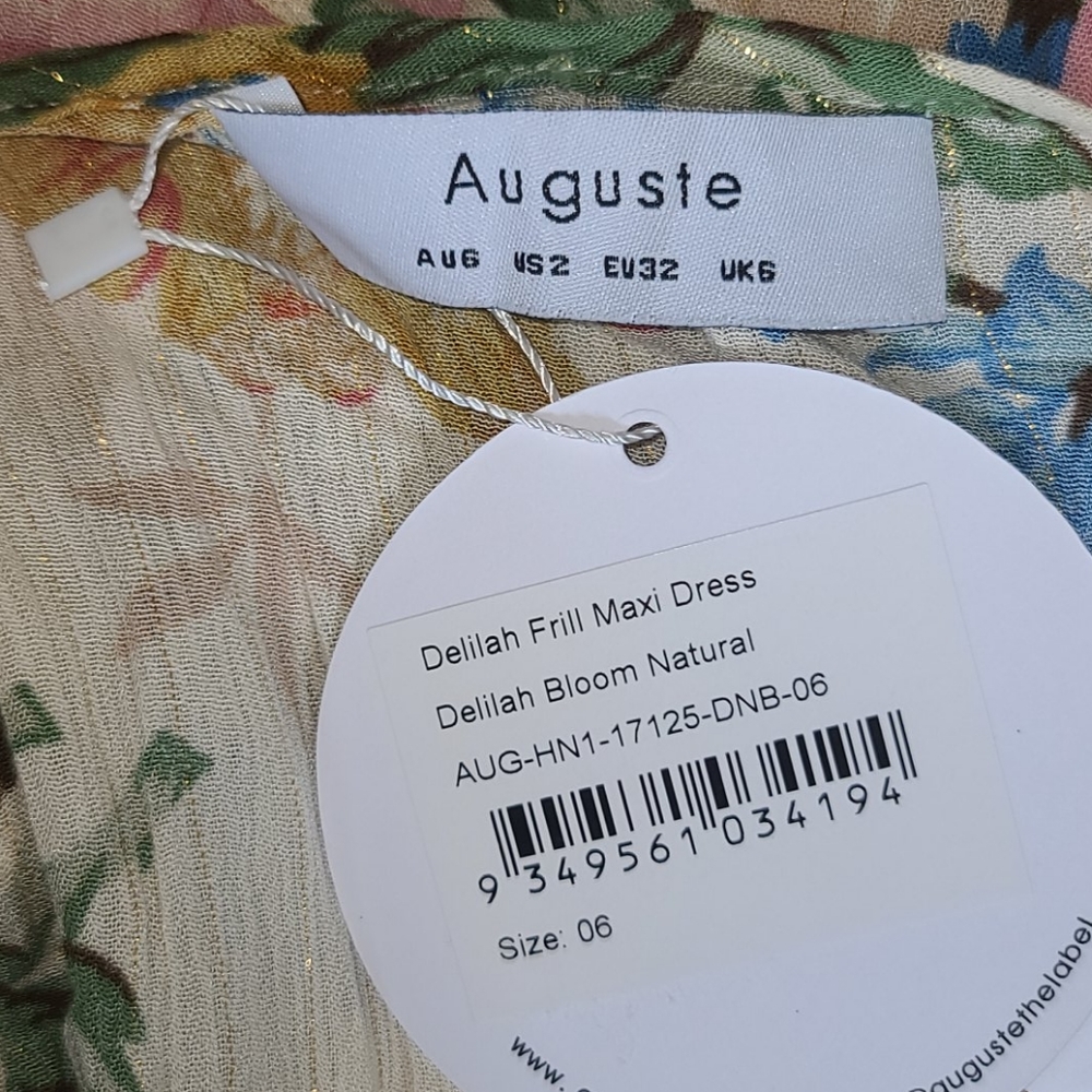 New auguste delilah maxi dress natural bloom 6 XS - Picture 16 of 16